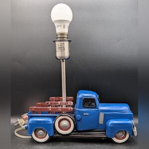 Pottery Barn Kids Vintage Blue PickUp Truck Metal Lamp, Rewired